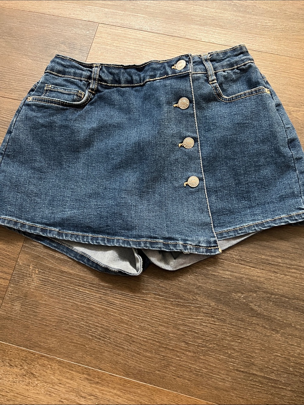 Love Tree Dark Blue Denim Skort with Button Front
